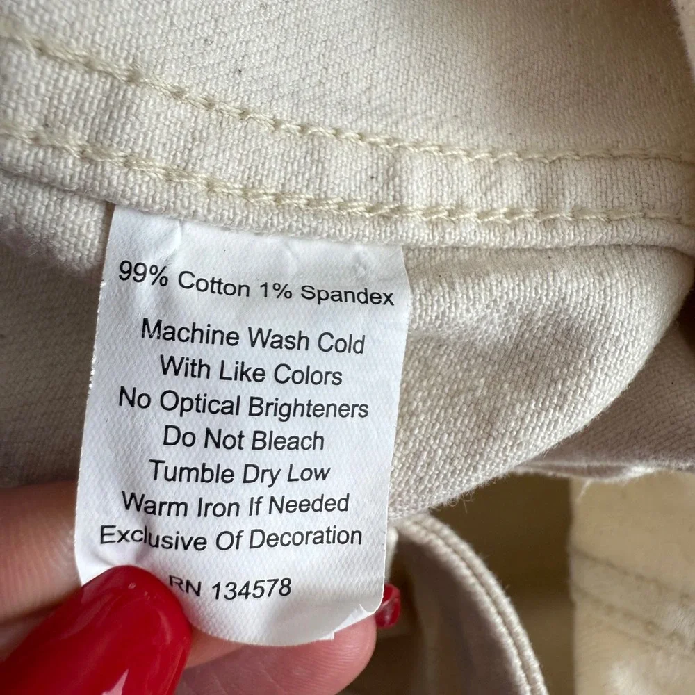 Vineyard Vines Women's Cream Wide‎ Leg Cropped Jeans Size 28 Frayed Hem